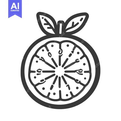 Premium design asset: A graphic illustration depicting a cut citrus fruit with leaves