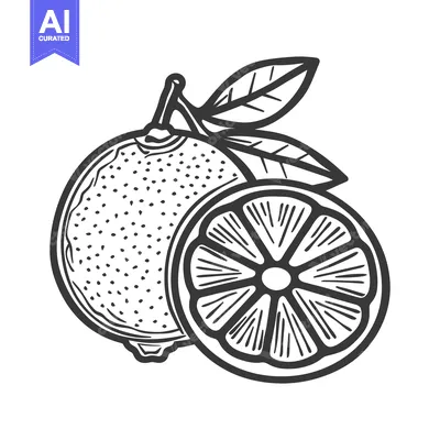 Popular premium asset: A detailed artistic depiction of a halved citrus fruit and leaves