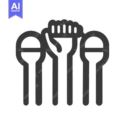 A black outlined graphic of microphones and a raised fist