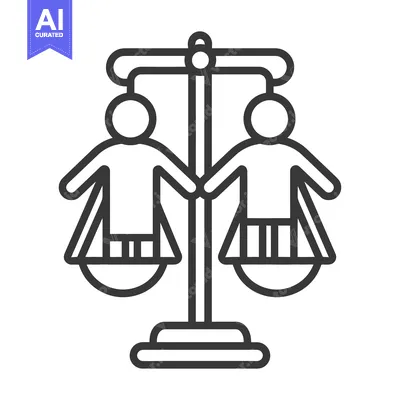 Aset premium populer: Simple icon showing people on scales representing fairness and equalit