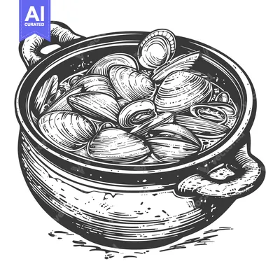 A pot of delicious clams ready to eat