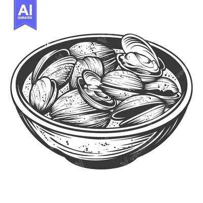 Aset premium populer: A Bowl of Steamed Clams Ready to Eat