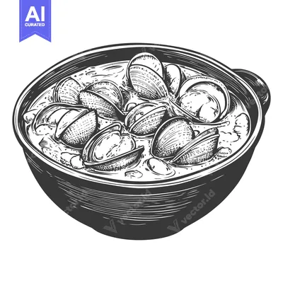 Aset premium populer: Delicious Clam Chowder in a Rustic Bowl