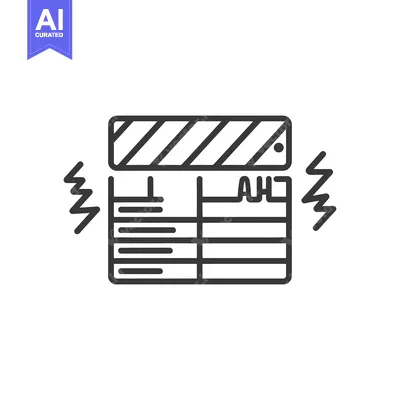 Premium design asset: Simple clapperboard icon with soundwaves depicting a film production
