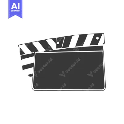 A black and white movie clapperboard rests on a blank surface