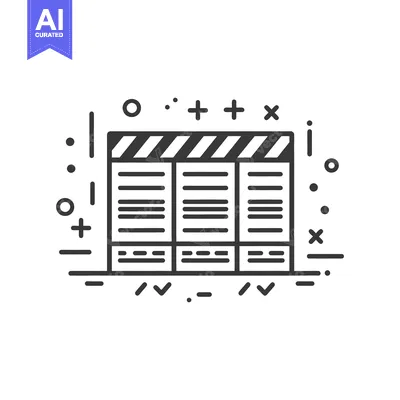 Aset premium populer: A black and white graphic representation of a clapperboard