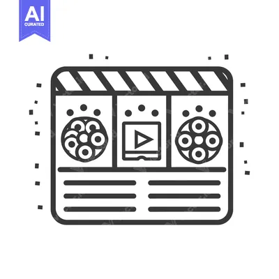 Aset premium populer: Clapperboard with Film Reels and Play Button Icon