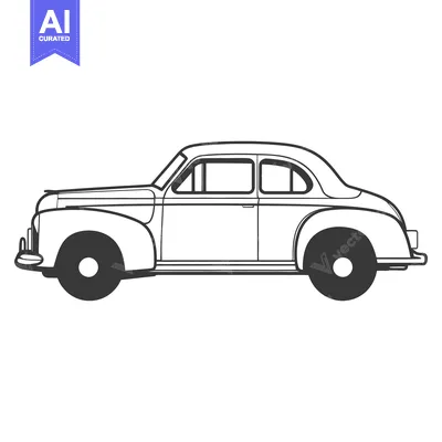 Aset desain premium: A vintage car illustration showcasing a classic automobile design