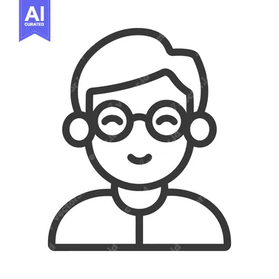Popular premium asset: A simple line drawing of a smiling person wearing glasses