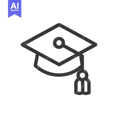 Aset desain premium: A simple black outline of a graduation mortarboard hat