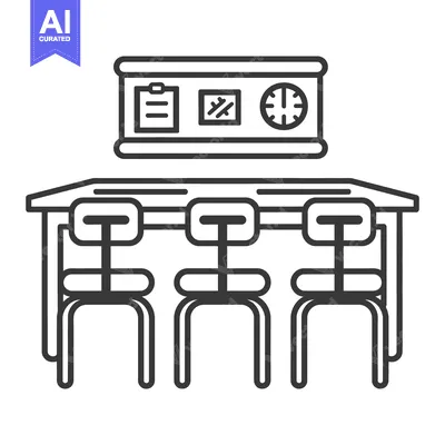 Aset desain premium: A depiction of a meeting space with table and chairs