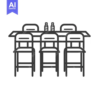 Aset desain premium: Simple dining table with four chairs and two bottles on top