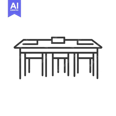 Aset desain premium: A minimalistic illustration of a table and attached seating