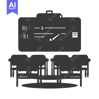 Aset desain premium: Classroom with a whiteboard and chairs