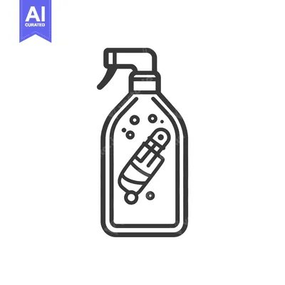 Aset desain premium: An illustration of a spray bottle showing internal liquid mechanics