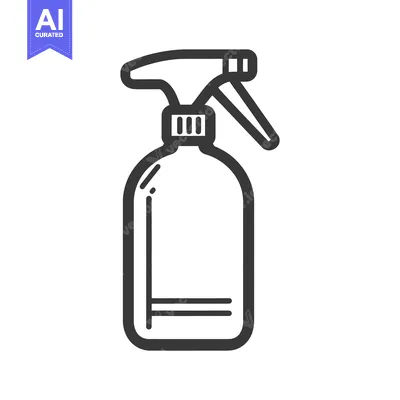 Popular premium asset: A black and white outline of a spray bottle on white