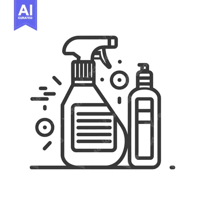 Aset premium populer: Two bottles depicting cleaning supplies and household detergents in a