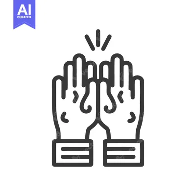 Aset desain premium: High Five Icon: Minimalist Design of Two Hands Clapping in Celebration