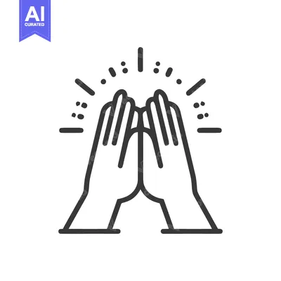Aset premium populer: High Five Icon: Minimalist Design with Celebration Sparkles, Outline S