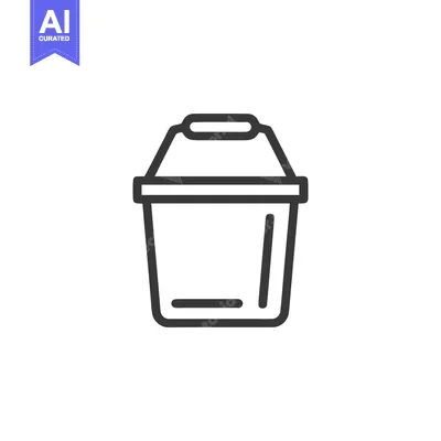Aset desain premium: Minimalist Bucket Icon: Clean Line Art Illustration on White Backgroun