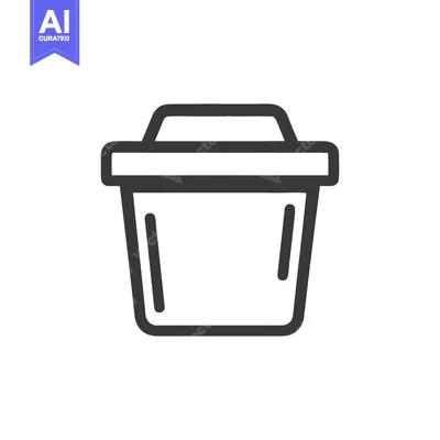 Aset desain premium: Minimalist Black Outline of a Rectangular Trash Can Icon on White