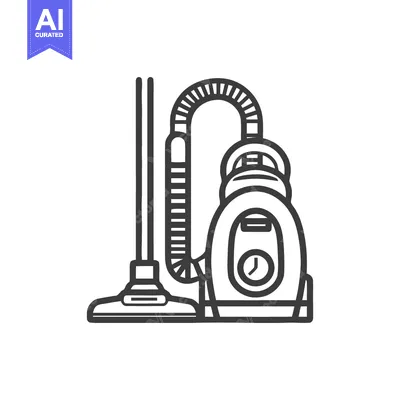 Vacuum Cleaner Line Art: Modern Home Appliance Icon Illustration