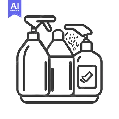Popular premium asset: Three different cleaning product bottles displayed in a tray