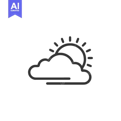 Premium design asset: Minimalist Weather Icon: Sun Partially Obscured by Cloud with Rays
