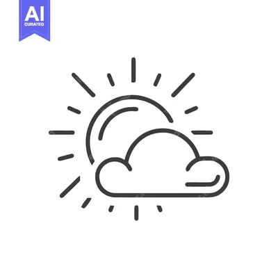Aset premium populer: Minimalist Sun and Cloud Icon: Weather Forecast Symbol in Linear Style