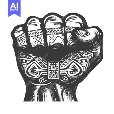 Popular premium asset: Clenched Fist With Intricate Tattoo Design