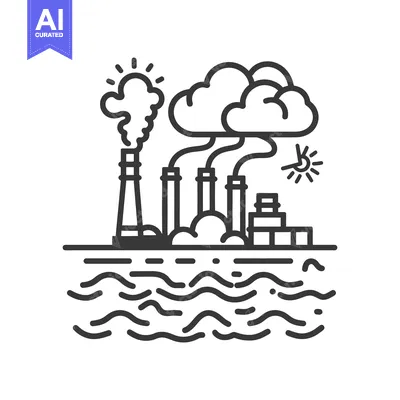 Aset desain premium: Industrial plants releasing pollution into the atmosphere and bodies o