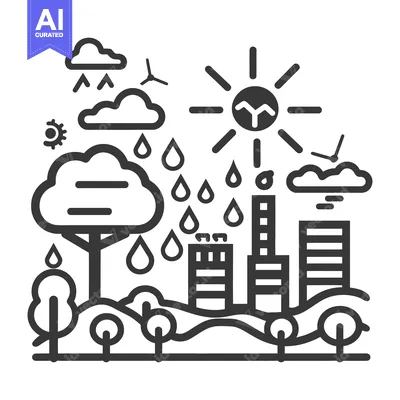 Popular premium asset: A graphical representation of weather and urban nature elements