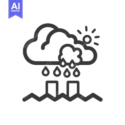 Aset desain premium: A simplified weather graphic depicts sun cloud and rain