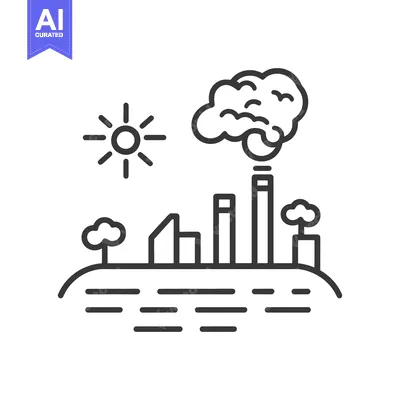 Aset desain premium: An illustration of a polluted cityscape with environmental concerns de
