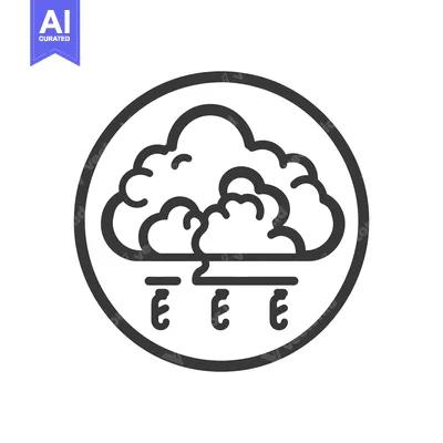Premium design asset: An icon depicting a dark rainy cloud inside a circular frame