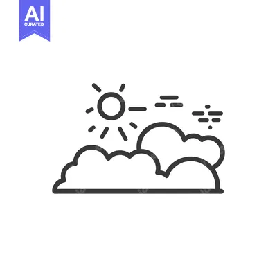 Aset premium populer: A simple graphic illustration of sun clouds and wind depiction