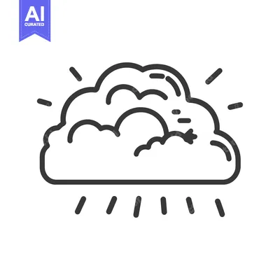 Aset desain premium: A black and white illustration of a cloudy weather pattern