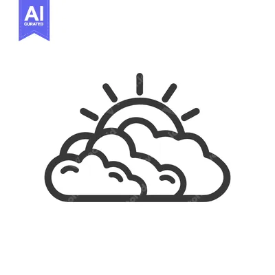Aset premium populer: A stylized depiction of the sun peeking through fluffy clouds
