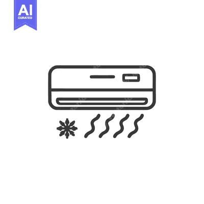 Aset premium populer: Air Conditioner Unit Icon with Cooling Waves and Snowflake Symbol