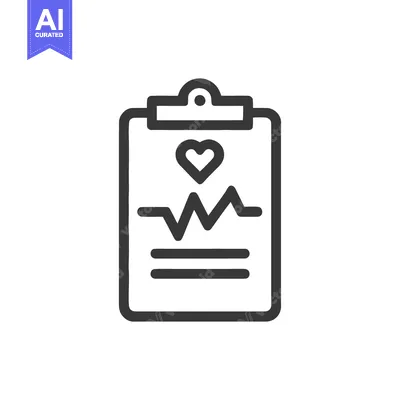 Aset premium populer: Medical Clipboard Icon with Heart and ECG Line, Healthcare Symbol