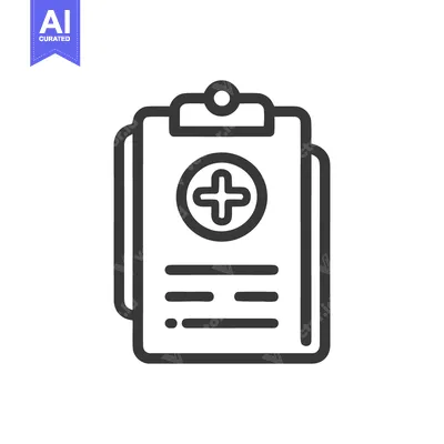 Aset premium populer: Medical Clipboard Icon: Healthcare Report with Plus Symbol, Outline St