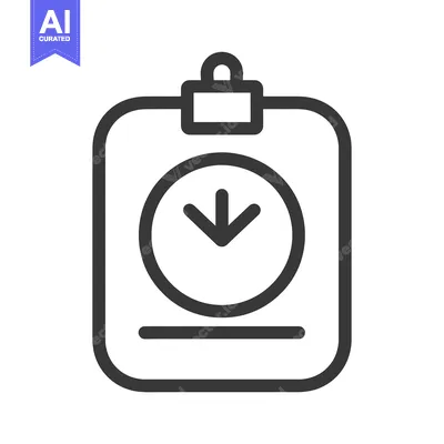 Premium design asset: Clipboard Icon with Down Arrow Inside Circle