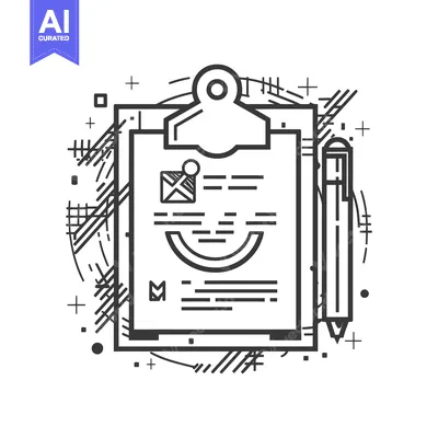 Premium design asset: Clipboard with Checklist and Pen, Abstract Sketch Style