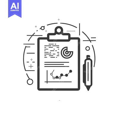 Aset desain premium: Clipboard with Data Analysis and Pen