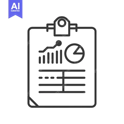 Aset desain premium: Clipboard with Line Graph, Pie Chart, and Table