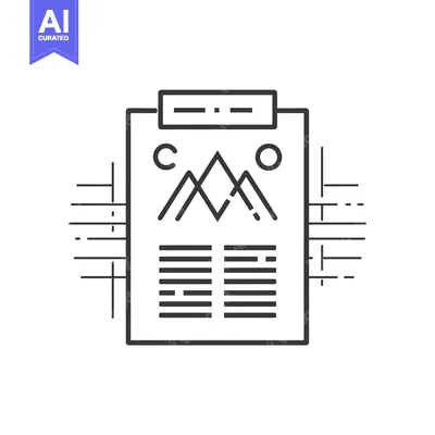 Aset premium populer: Clipboard with Mountains and Text Outline Icon