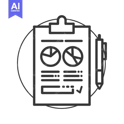 Aset desain premium: Clipboard with Two Pie Charts, Lines, and Checkmark
