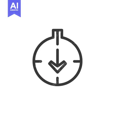 Aset desain premium: Minimalist Downward Arrow Icon Inside Circular Target, Isolated on Whi