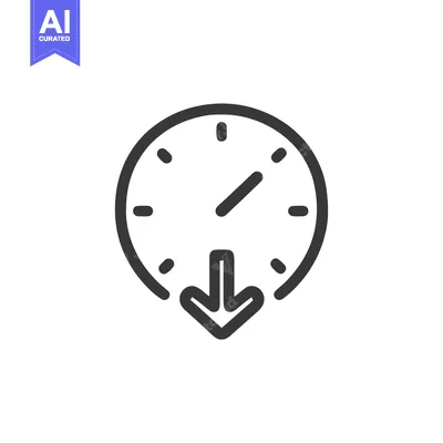 Aset desain premium: Deadline Icon: Clock with Downward Arrow, Time Pressure, Minimalist De