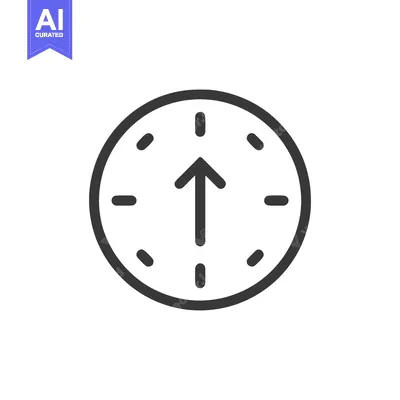 Aset premium populer: Minimalist Clock Icon with Upward Arrow on White Background